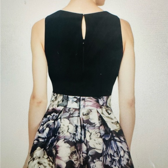 SLNY Dress Party Evening Abstract Floral Plums Ivory Blue Black NWT Sz 16 - Picture 4 of 13